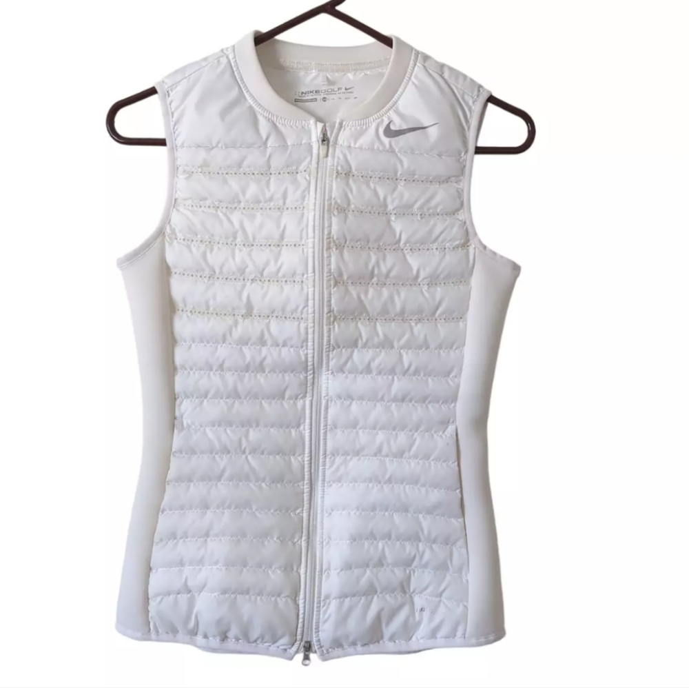 Nike Golf Womens Quilted White Vest Size XS Athletic Performance Aeroloft Puffer